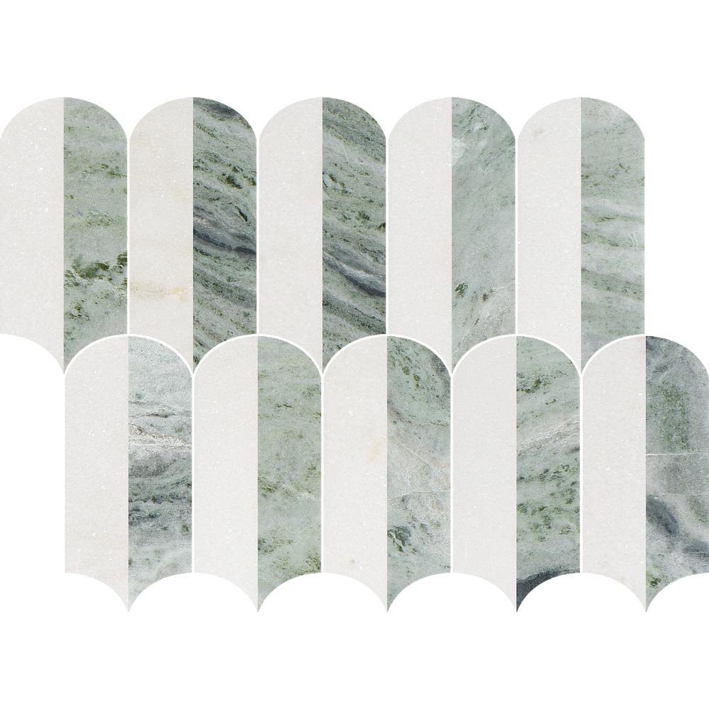 Coastline 2Tone Emerald Honed w/Polished Accents Marble Mosaic - image 1