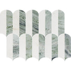 Coastline 2Tone Emerald Honed w/Polished Accents Marble Mosaic - image 1