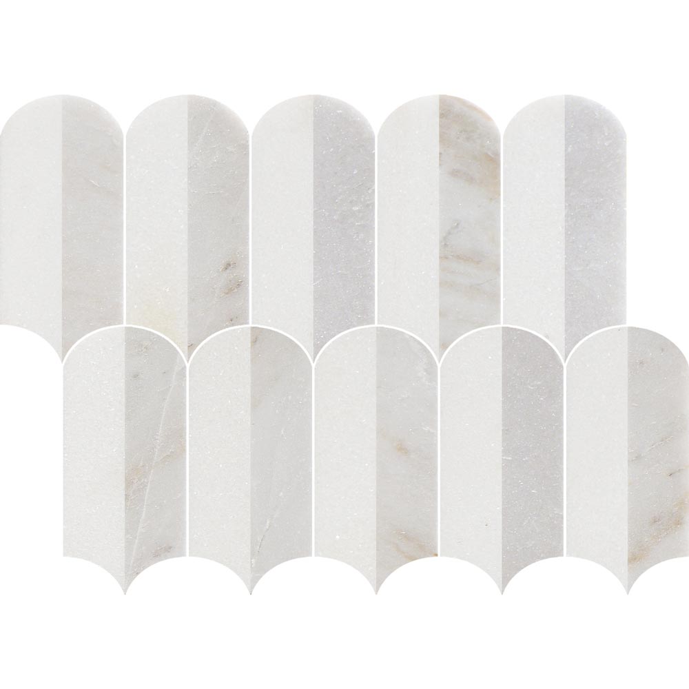 Coastline 2Tone Ice Honed w/Polished Accents Marble Mosaic - image 3