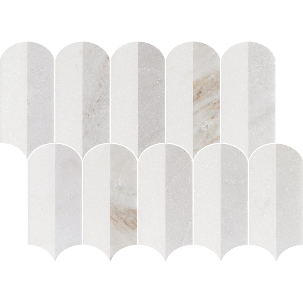 Coastline 2Tone Ice Honed w/Polished Accents Marble Mosaic - image 2