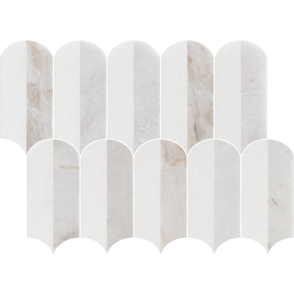 Coastline 2Tone Ice Honed w/Polished Accents Marble Mosaic - image 1