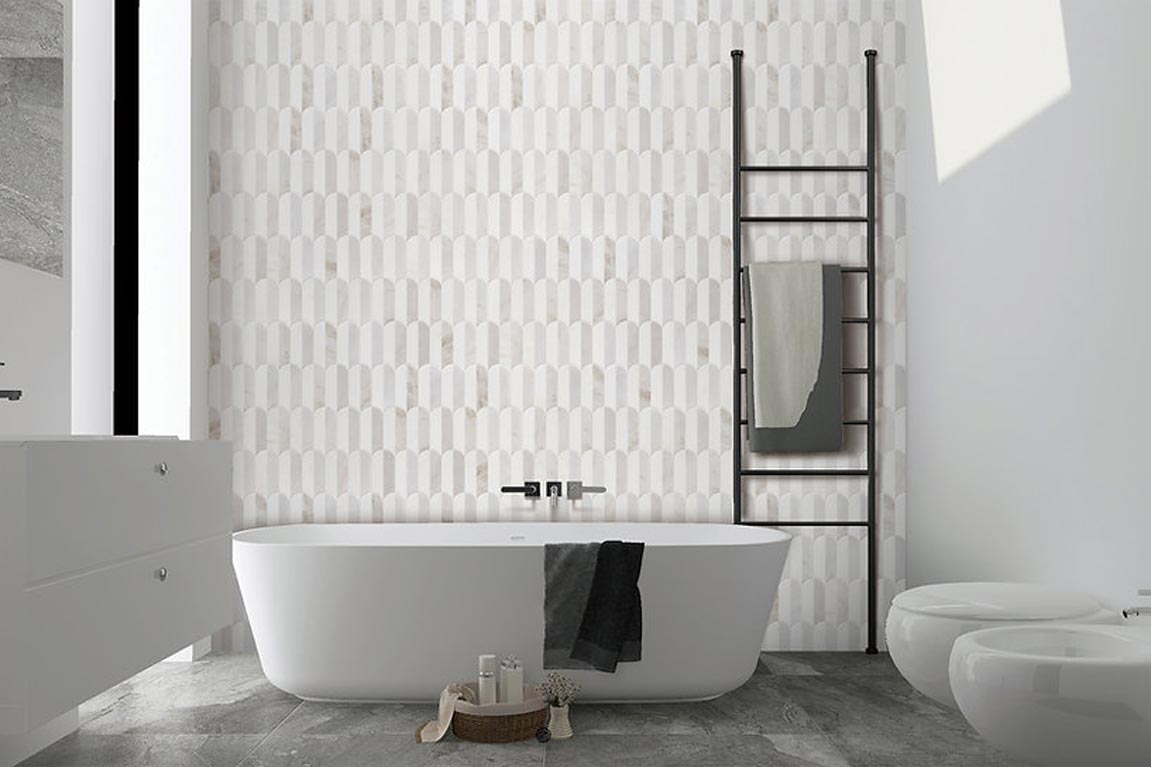 Coastline 2Tone Ice Honed w/Polished Accents Marble Mosaic - image 6