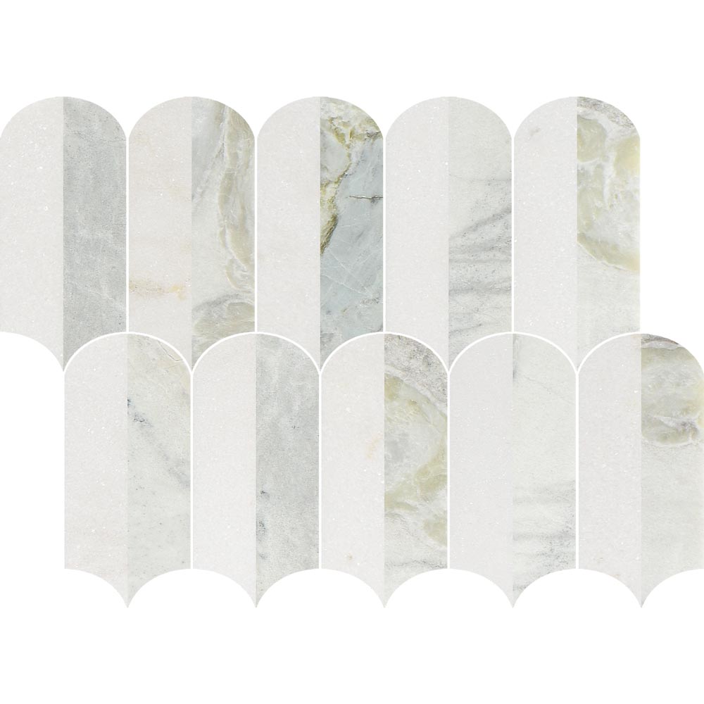 Coastline 2Tone Ocean Honed w/Polished Accents Marble Mosaic - image 2