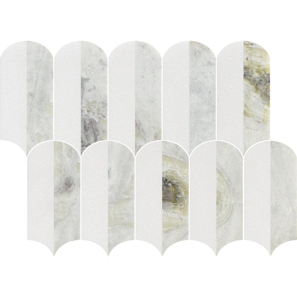 Coastline 2Tone Ocean Honed w/Polished Accents Marble Mosaic - image 4