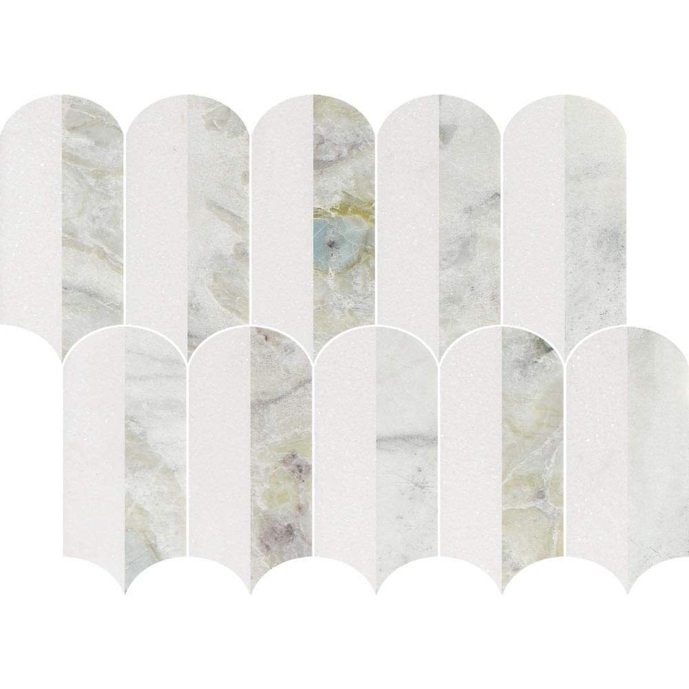 Coastline 2Tone Ocean Honed w/Polished Accents Marble Mosaic - image 1