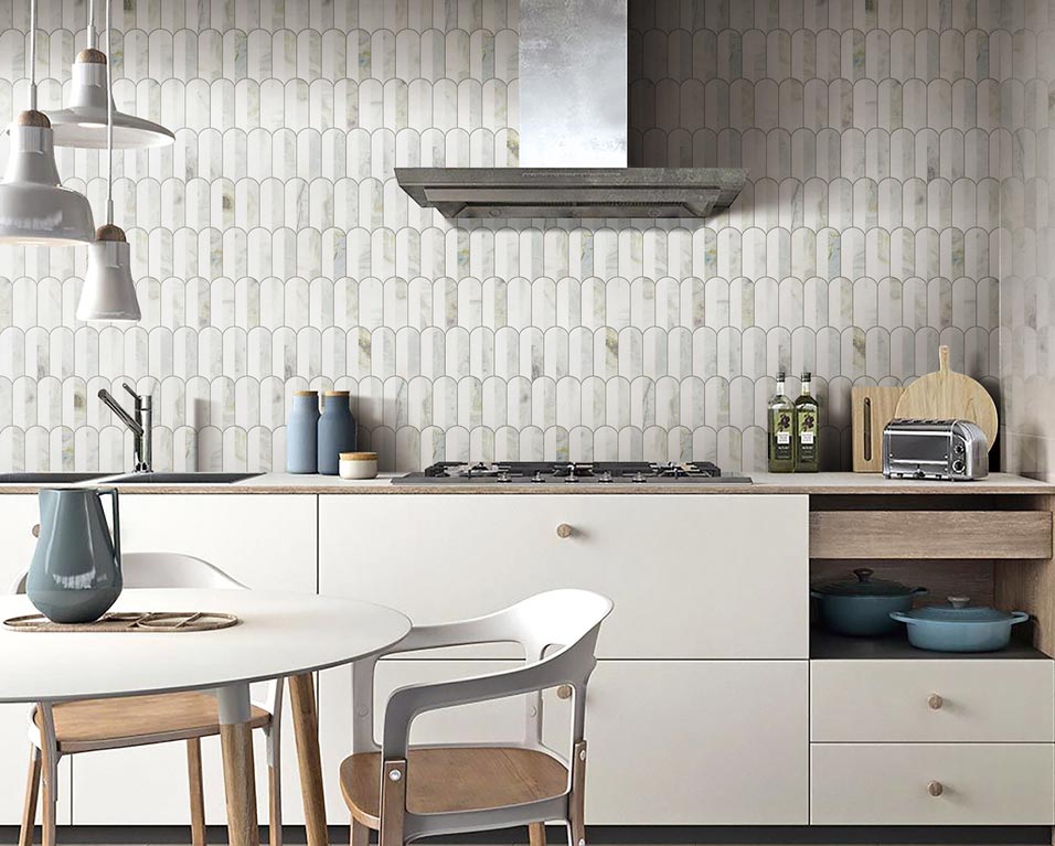 Coastline 2Tone Ocean Honed w/Polished Accents Marble Mosaic - image 6