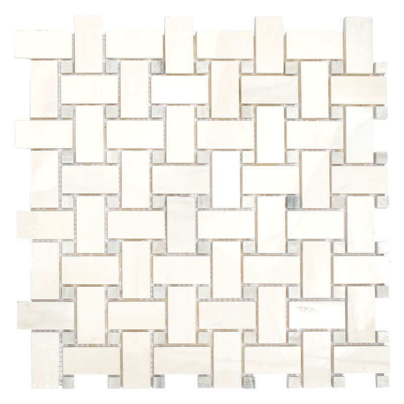 Dolomite Basketweave + Grey Dots Marble Mosaic - image 1