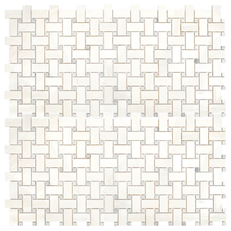 Dolomite Basketweave + Grey Dots Marble Mosaic - image 3