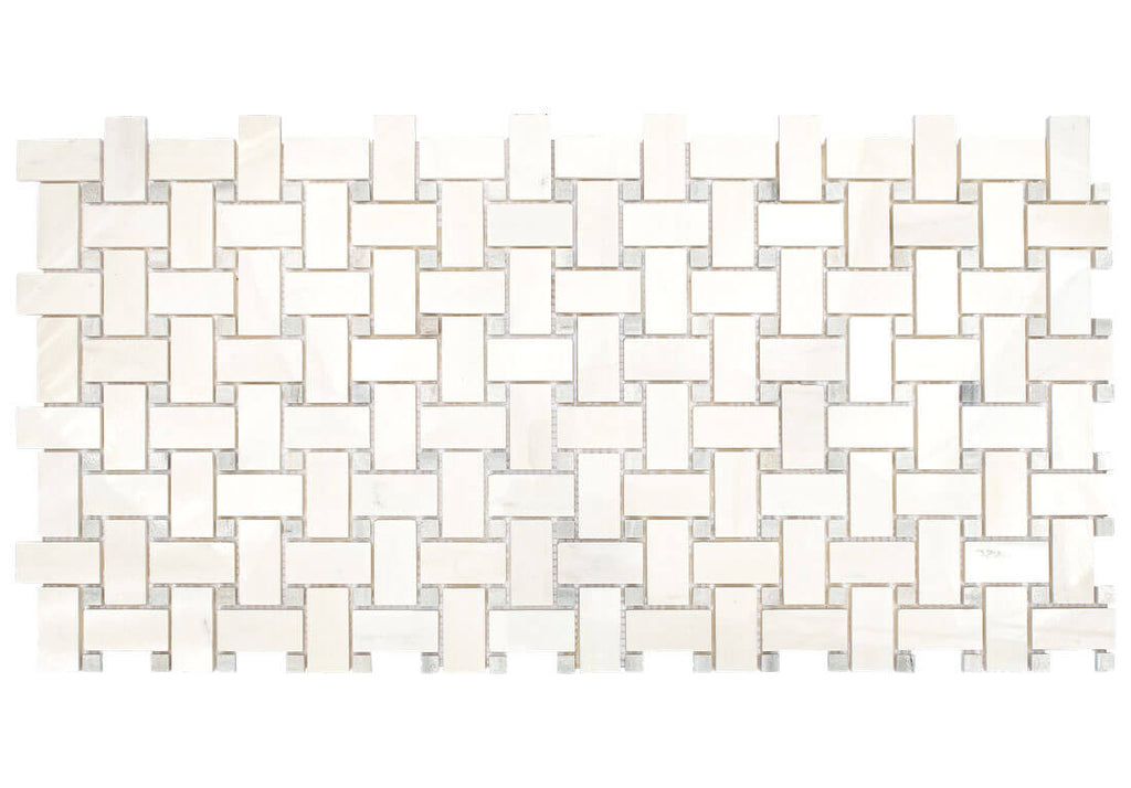 Dolomite Basketweave + Grey Dots Marble Mosaic - image 2