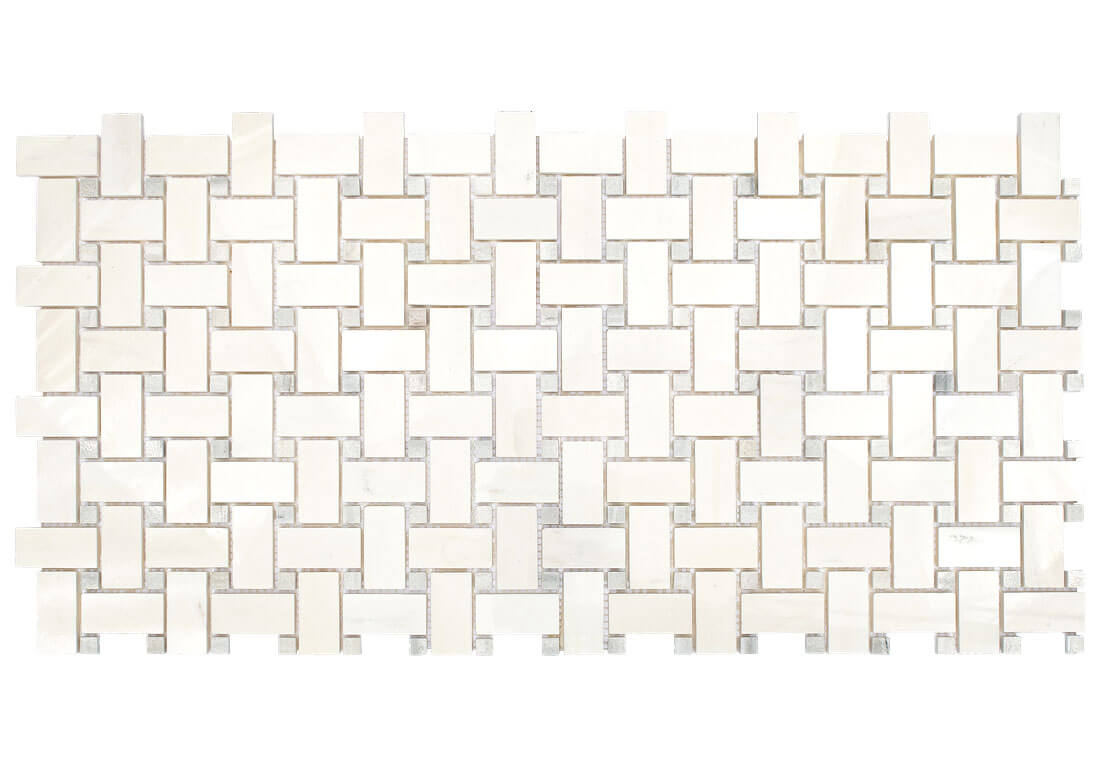 Dolomite Basketweave + Grey Dots Marble Mosaic - image 2