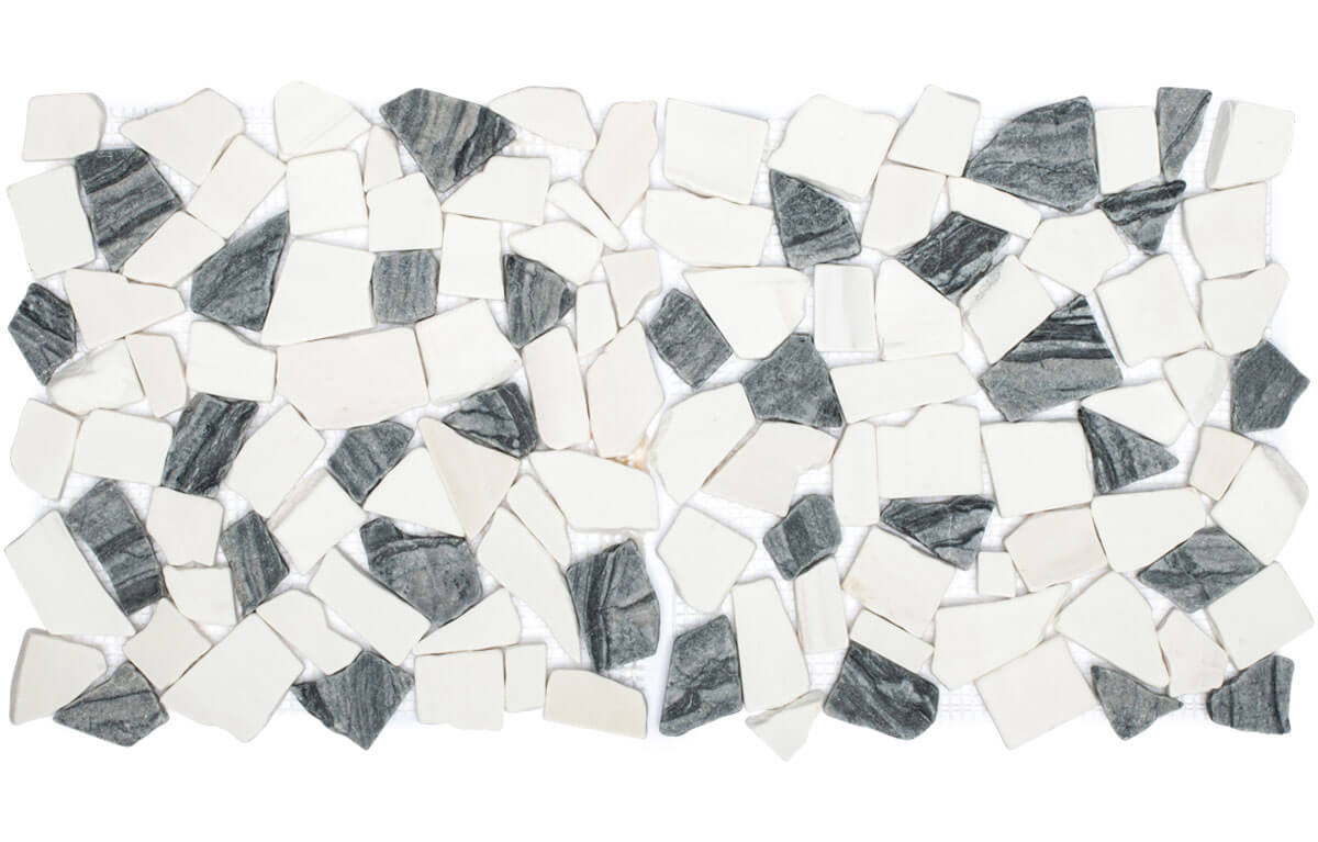 Dolomite + Black Tumbled Honed Pebble Mosaic - image 3