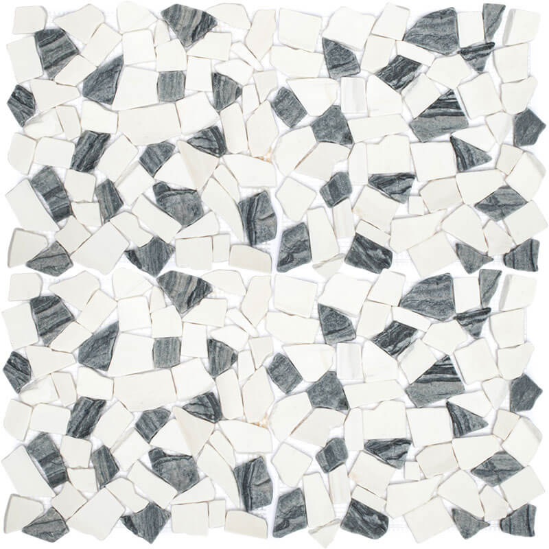 Dolomite + Black Tumbled Honed Pebble Mosaic - image 4