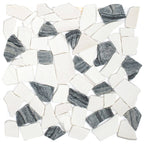 Dolomite + Black Tumbled Honed Pebble Mosaic - image 1
