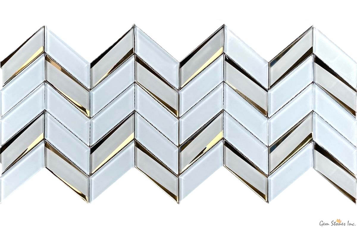 Envision Glass Chevron White & Gold Mosaic - image 2