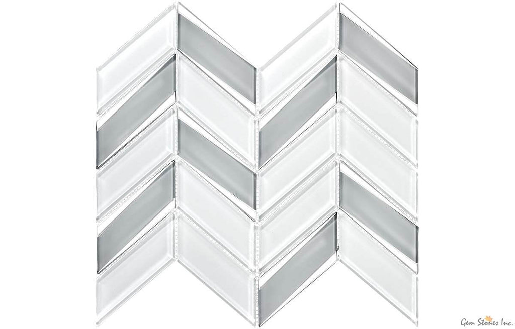 Envision Glass Chevron White & Silver Mosaic - image 1