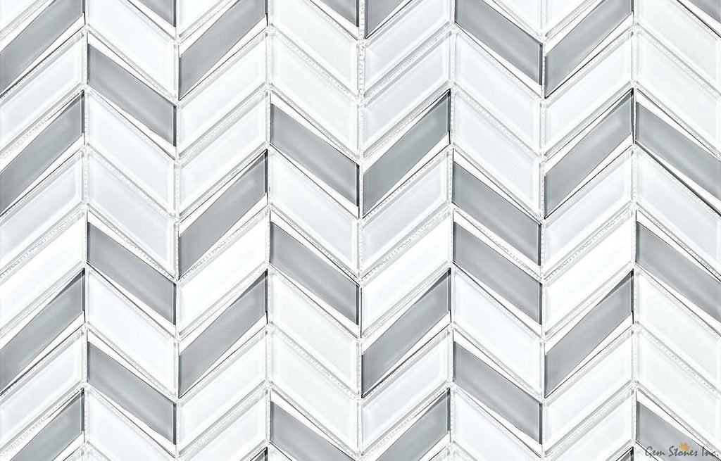 Envision Glass Chevron White & Silver Mosaic - image 3