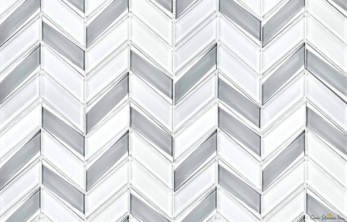 Envision Glass Chevron White & Silver Mosaic - image 3