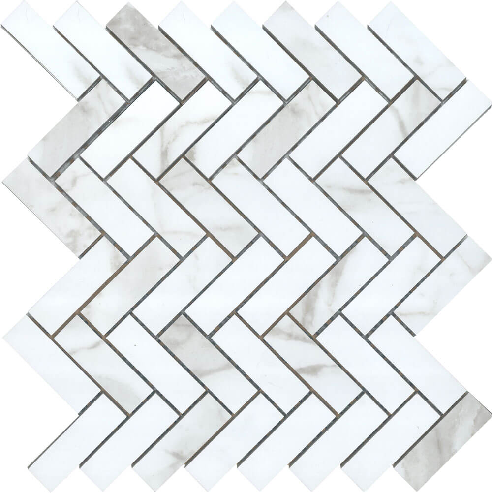 Eterna Calacatta Grey 1"x3" Herringbone Mosaic - image 1