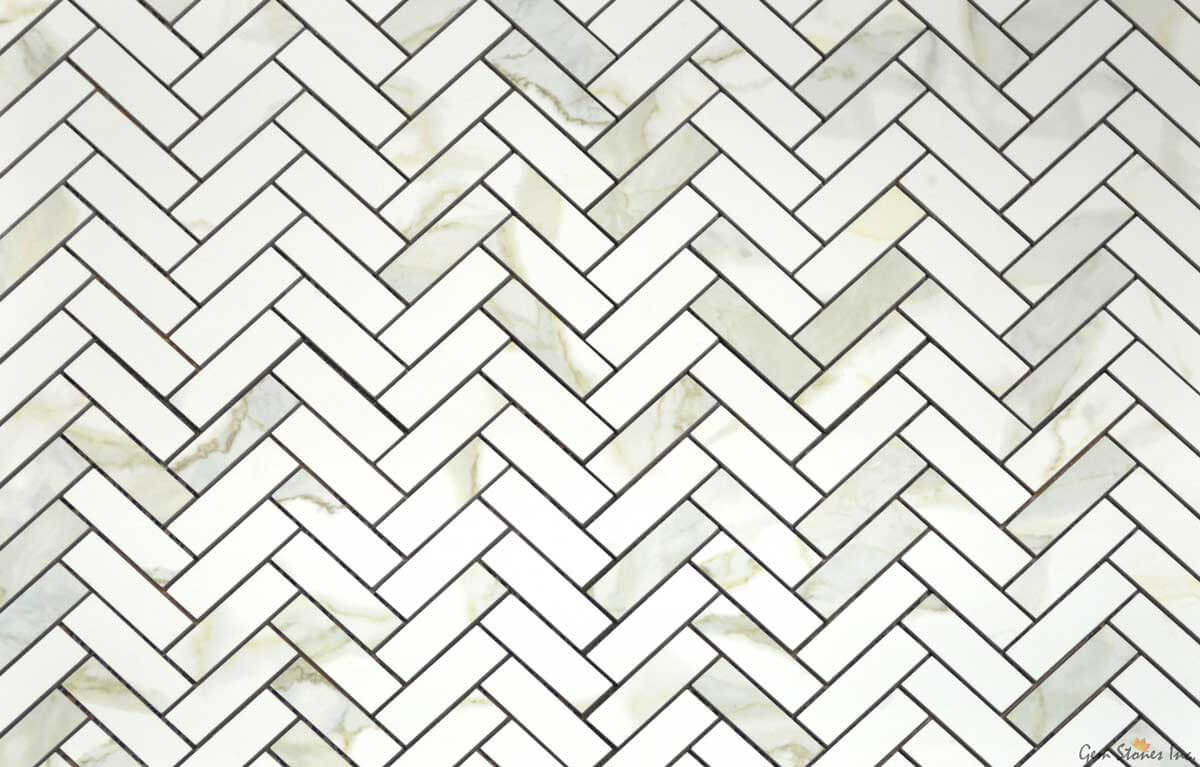 Eterna Calacatta Taupe 1"x3" Herringbone Mosaic - image 2