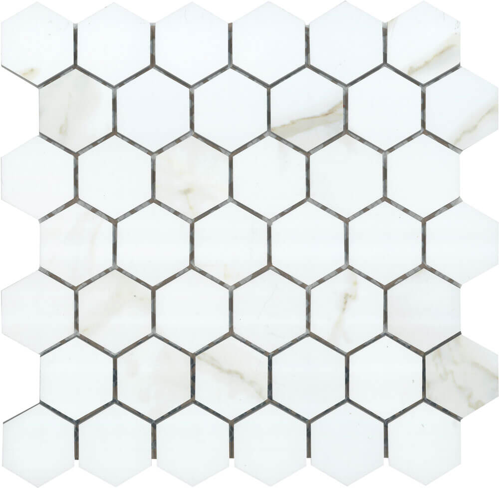 Eterna Calacatta Taupe 2" Hexagon Porcelain Mosaic - image 1