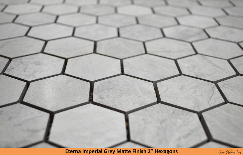 Eterna Imperial Grey 2" Hexagon Porcelain Mosaic - image 3