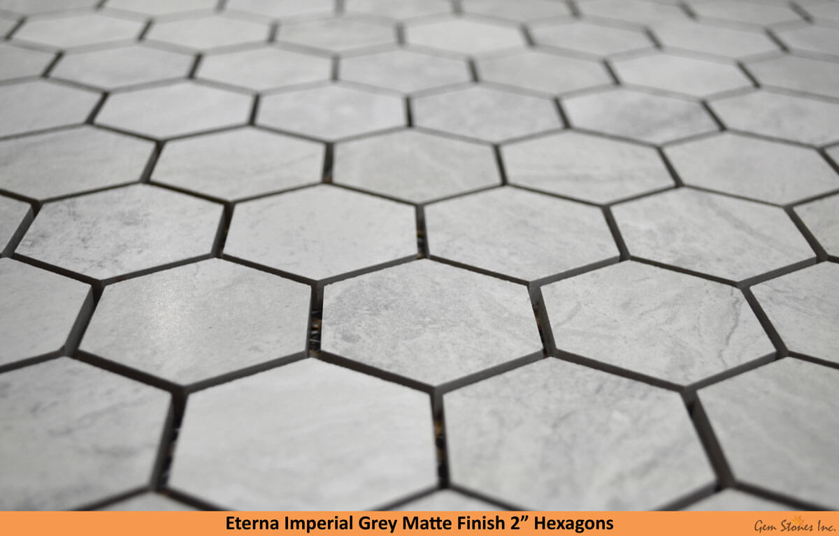 Eterna Imperial Grey 2" Hexagon Porcelain Mosaic - image 3