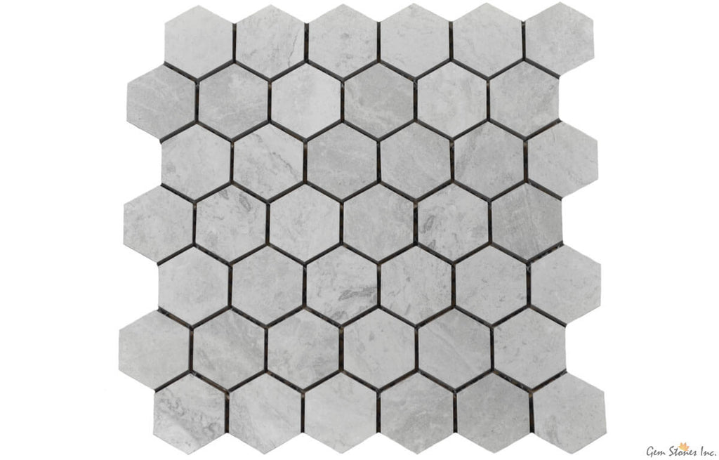 Eterna Imperial Grey 2" Hexagon Porcelain Mosaic - image 1