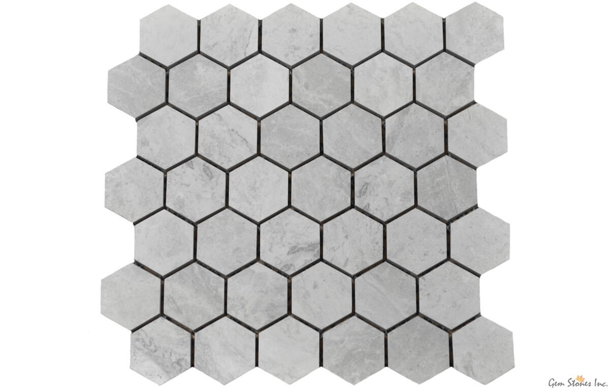 Eterna Imperial Grey 2" Hexagon Porcelain Mosaic - image 1