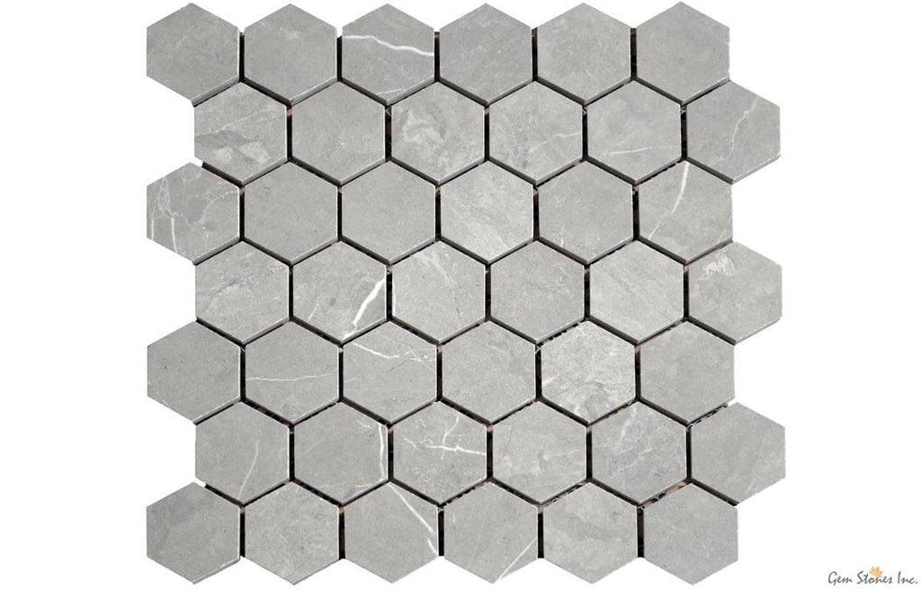 Eterna Medium Grey 2" Hexagon Porcelain Mosaic - image 1