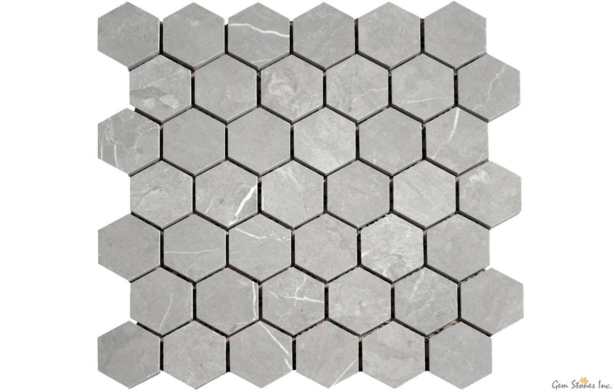 Eterna Medium Grey 2" Hexagon Porcelain Mosaic - image 1