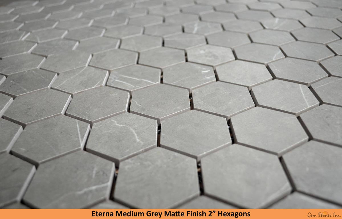 Eterna Medium Grey 2" Hexagon Porcelain Mosaic - image 3