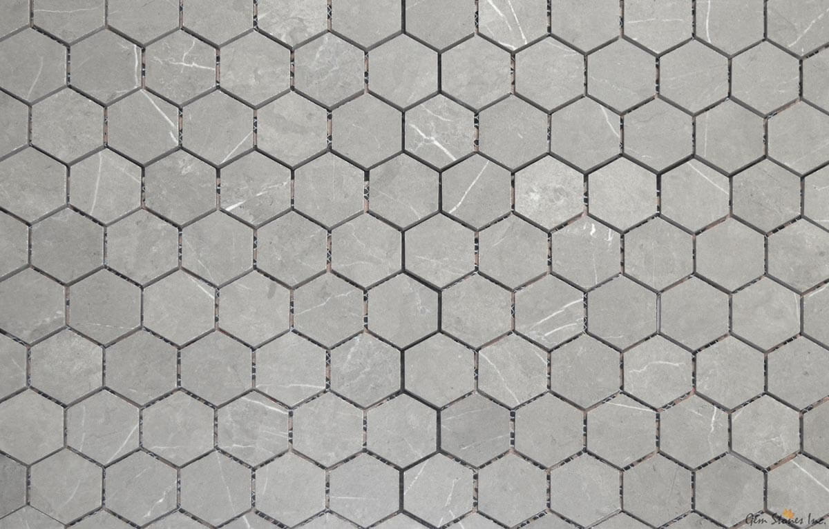 Eterna Medium Grey 2" Hexagon Porcelain Mosaic - image 2