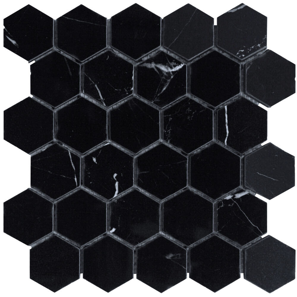 Eterna Nero Marquina 2" Hexagon Porcelain Mosaic - image 1