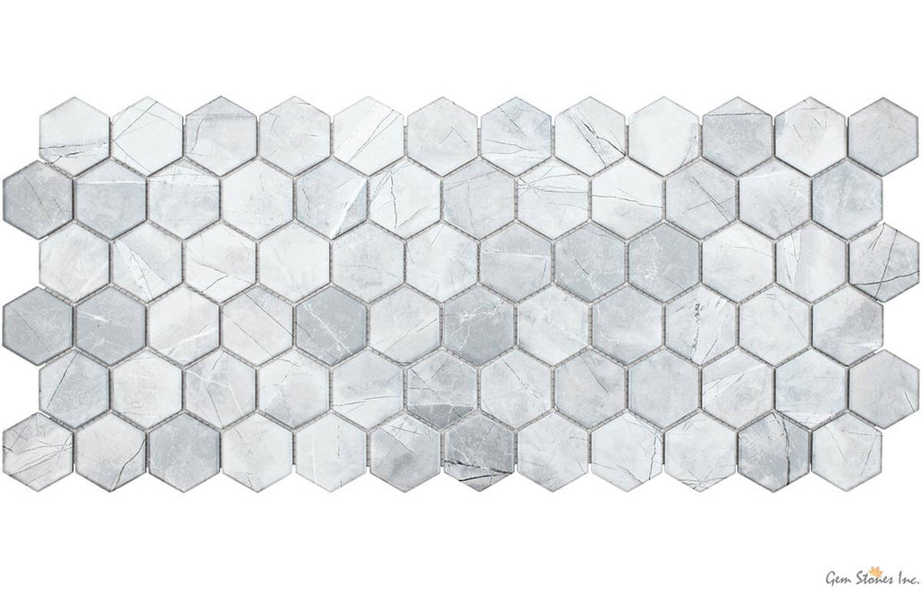 Grey 2" Hexagon Glazed Porcelain Mosaic - image 3