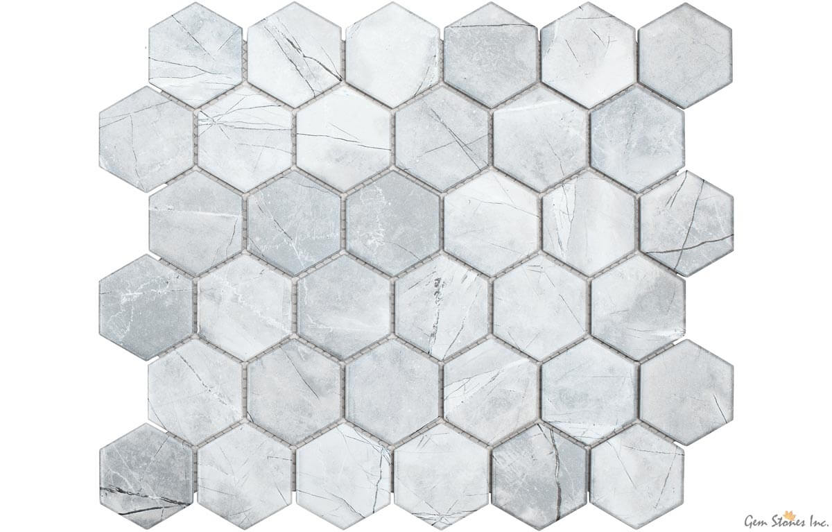 Grey 2" Hexagon Glazed Porcelain Mosaic - image 1