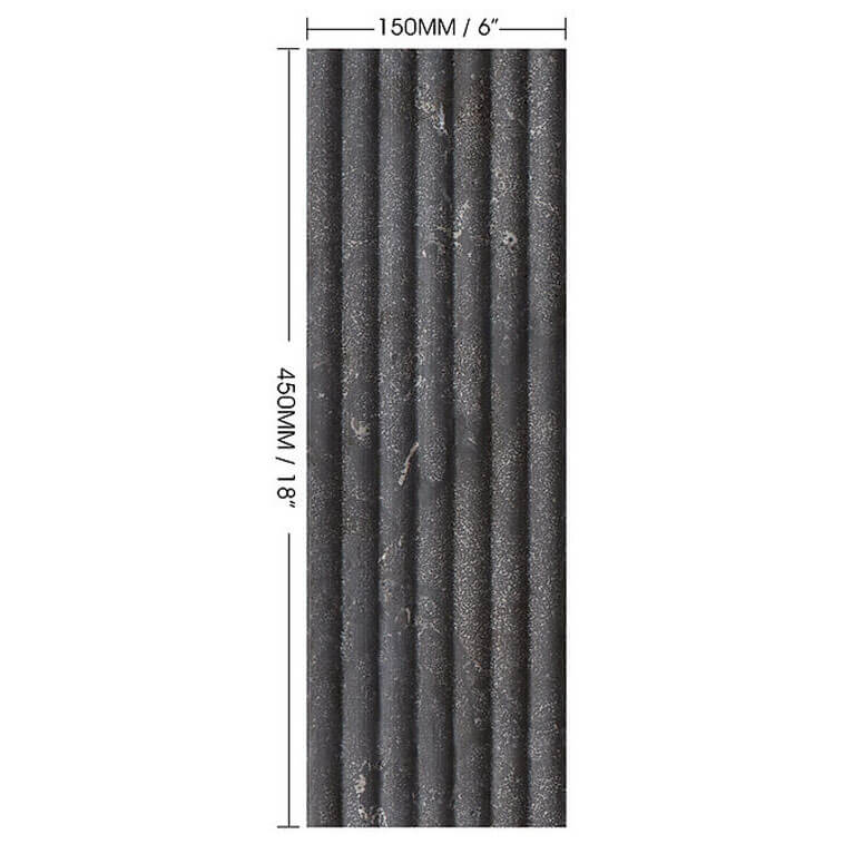 Mars-Panel 6"x18" Inward Gun Powder Honed Marble Tile - image 1