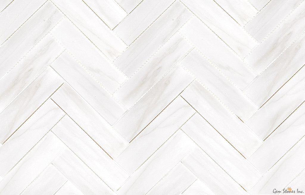 Dolomite Marble 2"x8" Herringbone Polished Mosaic - image 3