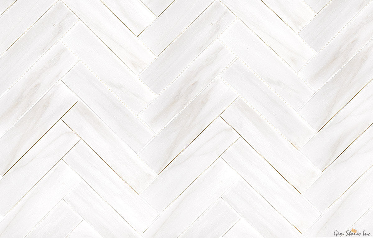 Dolomite Marble 2"x8" Herringbone Polished Mosaic - image 3