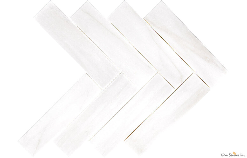 Dolomite Marble 2"x8" Herringbone Polished Mosaic - image 2