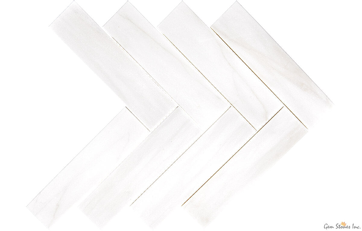 Dolomite Marble 2"x8" Herringbone Polished Mosaic - image 2