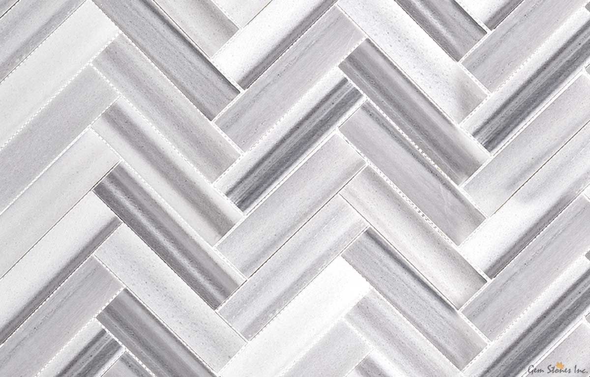 Equator Marble 2"x8" Herringbone Polished Mosaic - image 3