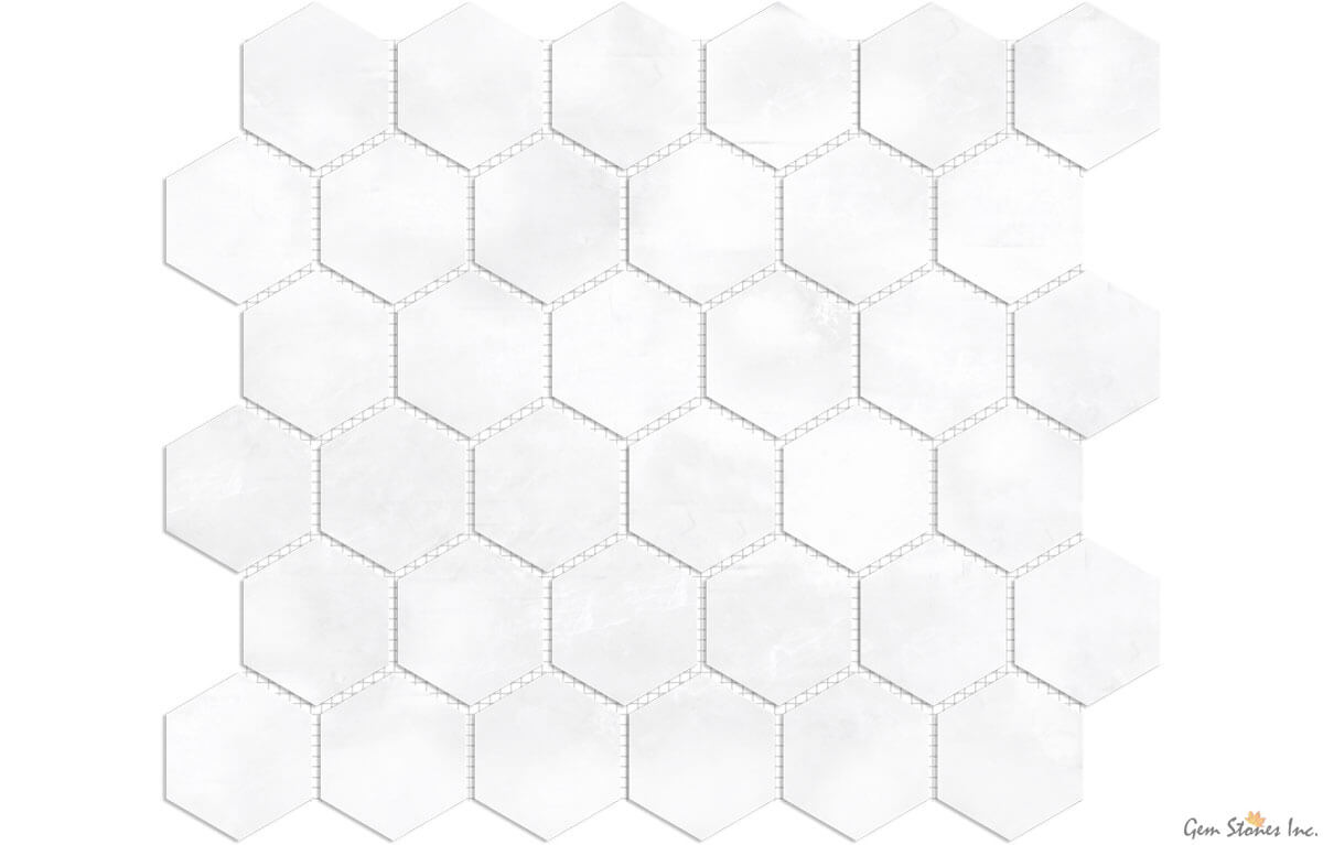 Ice White Marble 2" Hexagon Polished Mosaic - image 1