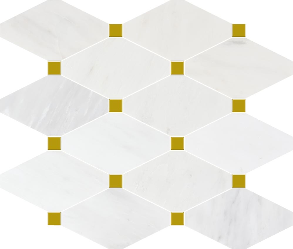 Ice White Marble Octagon + Gold Dot Polished Mosaic - image 2