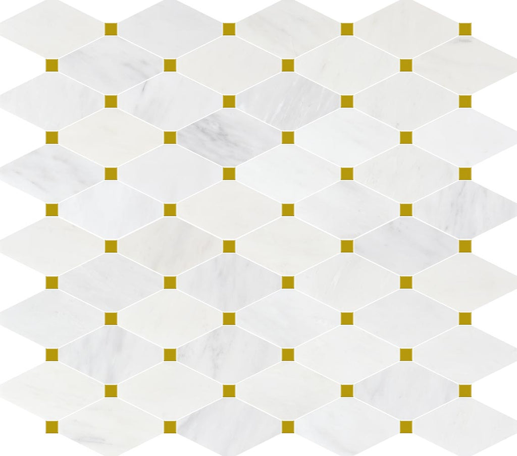 Ice White Marble Octagon + Gold Dot Polished Mosaic - image 4