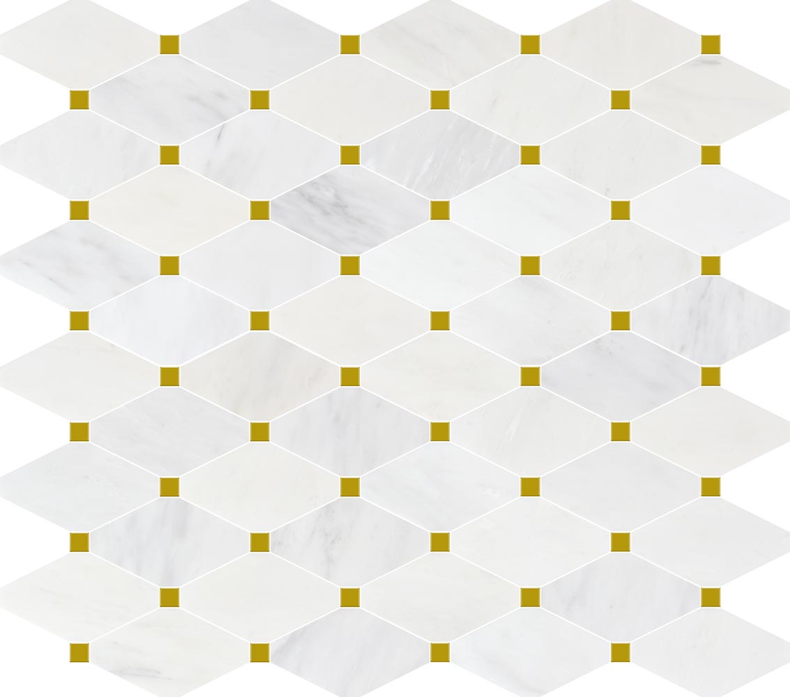 Ice White Marble Octagon + Gold Dot Polished Mosaic - image 4