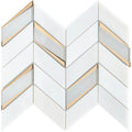 Jayna White Marble With Gold Glass Chevron Mosaic - image 1