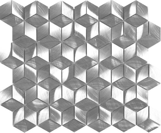 Aluminum Diamond Cube Silver Metal Mosaic - image 1