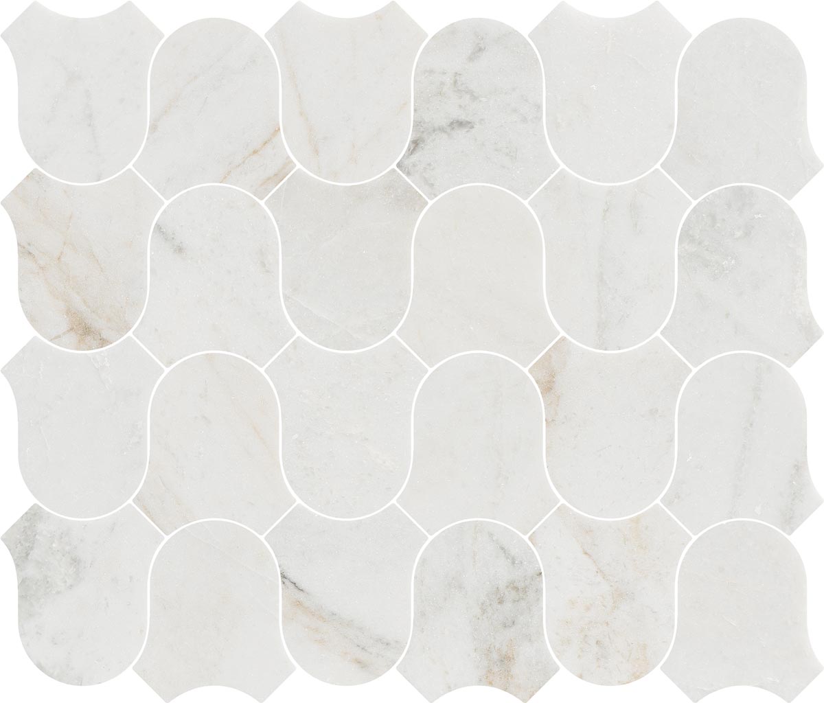 Linked-Waves Valentino Bianco Honed Marble Mosaic - image 2