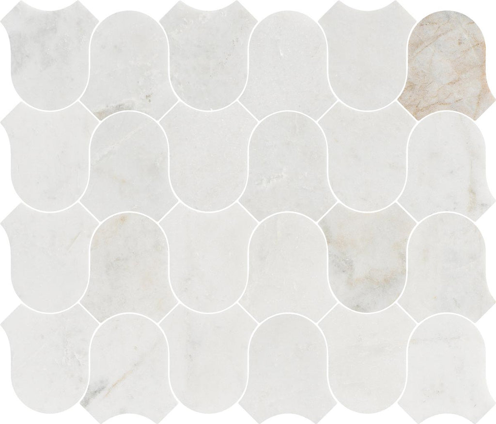 Linked-Waves Valentino Bianco Honed Marble Mosaic - image 1