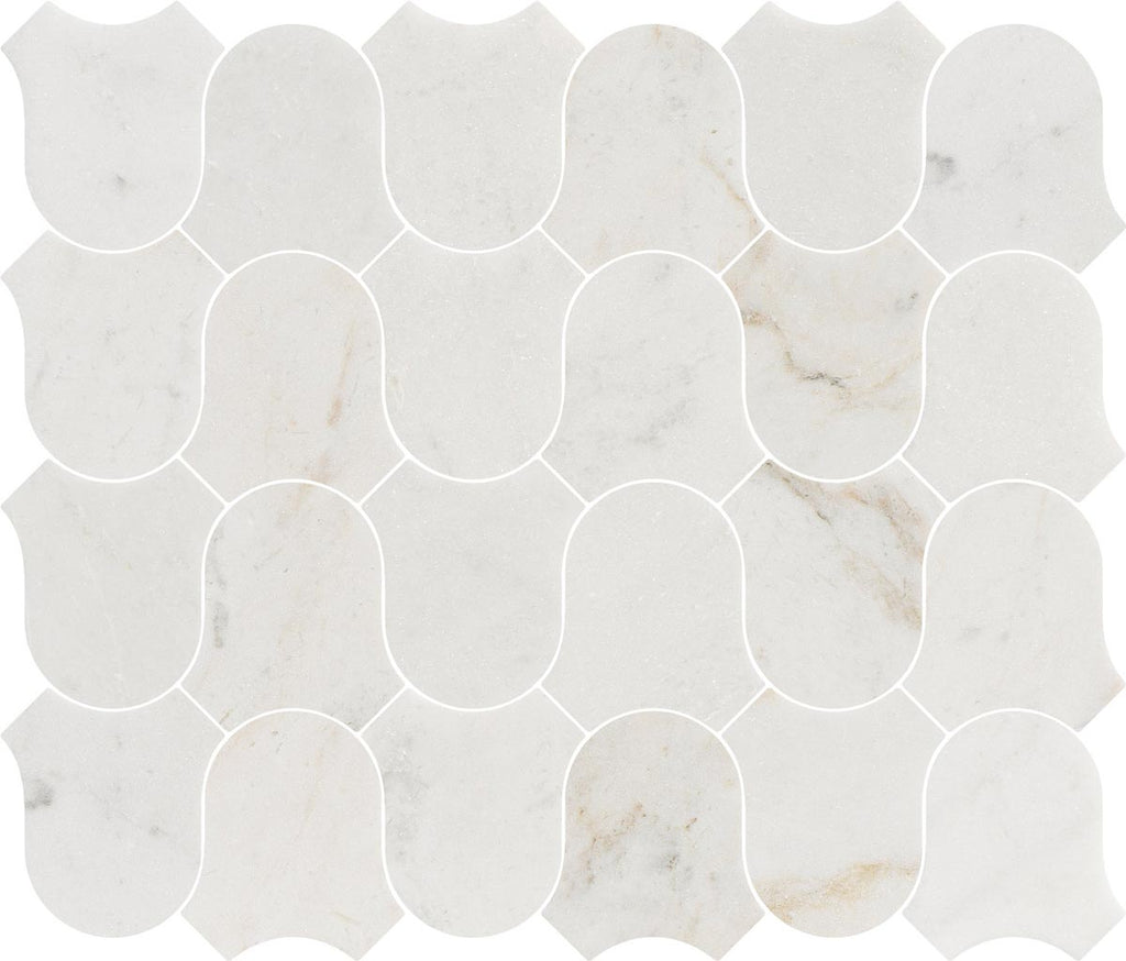 Linked-Waves Valentino Bianco Honed Marble Mosaic - image 4